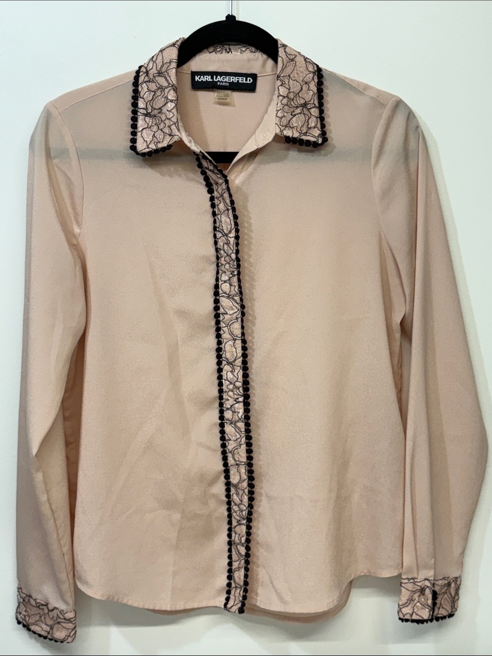 KARL LAGERFELD Pink Blouse Lace Accents